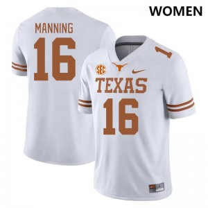 #16 Arch Manning Longhorns Women SEC Conference Embroidery Jersey White